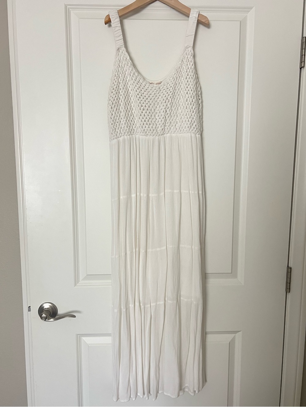 Studio West White Crochet Bodice Maxi Dress